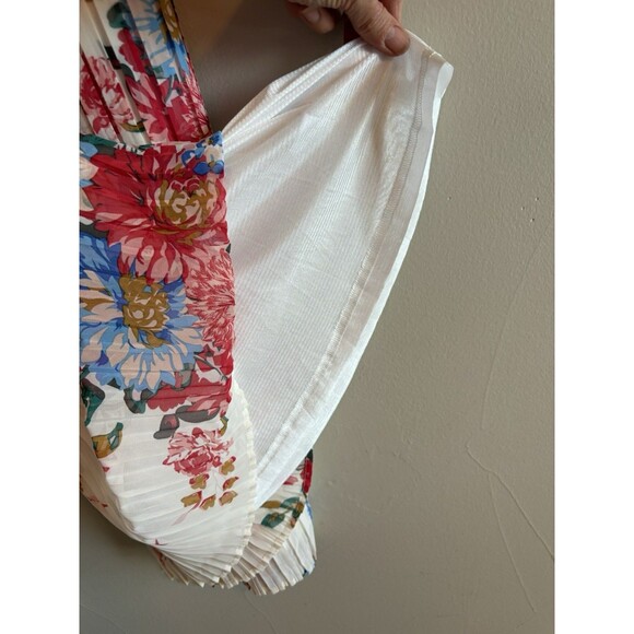 For Cynthia Cream & Floral Pleated Sleeveless Midi Tank Dress Lined NEW SZ 2X‎ - Picture 10 of 11